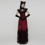 Punk Rave Dead Romance Lace Embroidered Sheer Red Gothic Dress