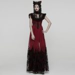 Punk Rave Dead Romance Lace Embroidered Sheer Red Gothic Dress