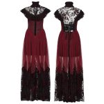 Punk Rave Dead Romance Lace Embroidered Sheer Red Gothic Dress