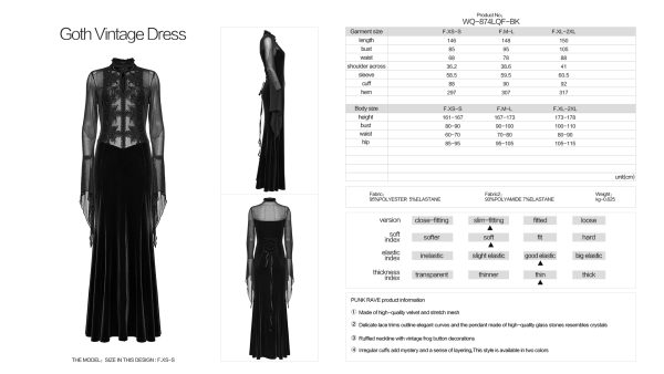 Punk Rave Drusilla Embroidered See Through Gothic Dress