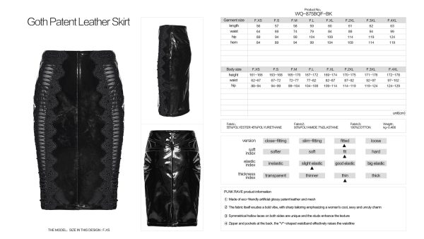 Punk Rave Xavara PVC Lace See Through Detail Pencil Skirt