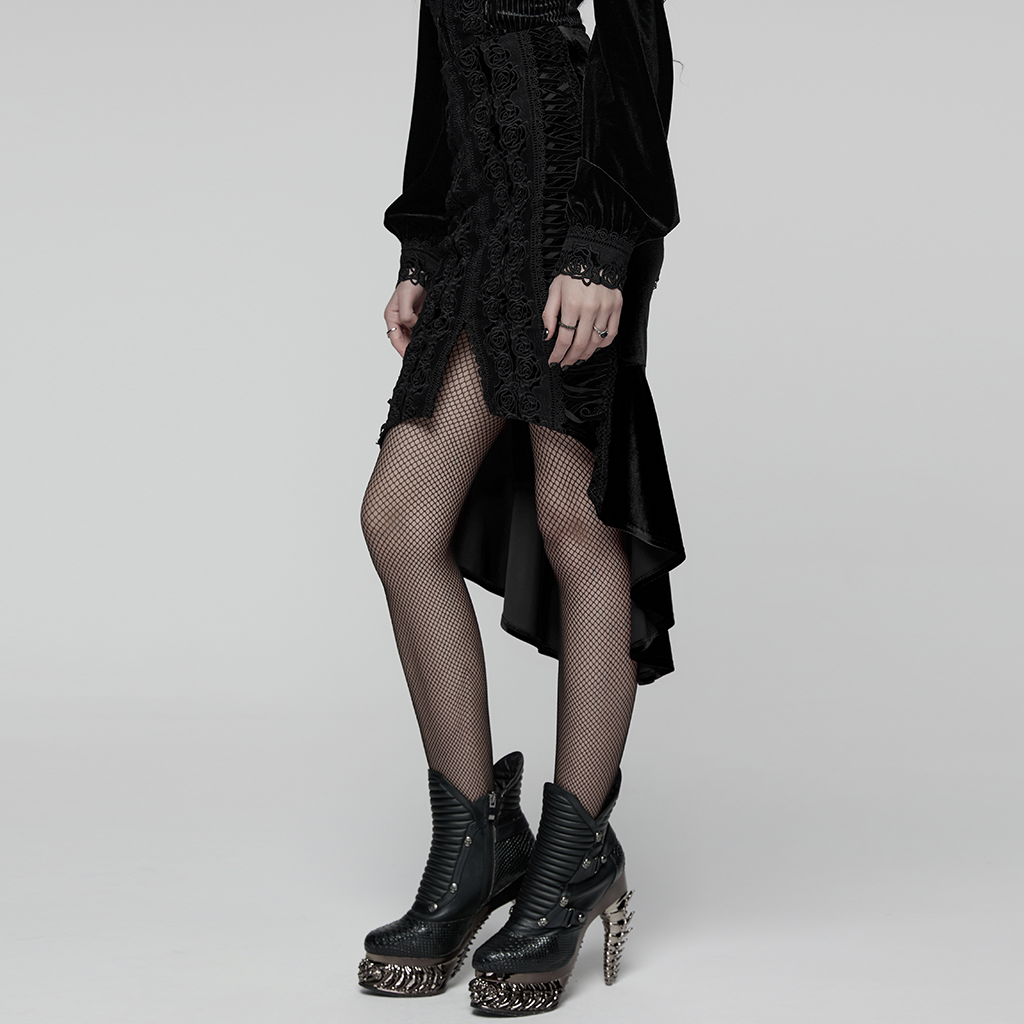 Punk Rave Deadly Rose Gothic Fishnet Skirt