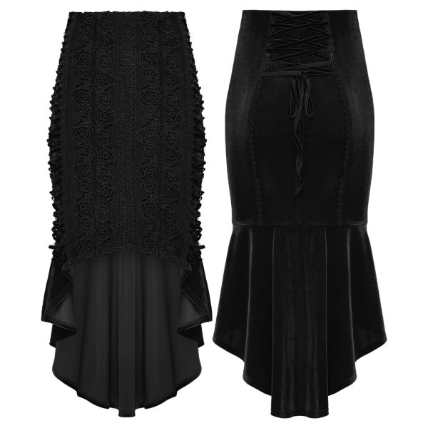 Punk Rave Deadly Rose Gothic Fishnet Skirt