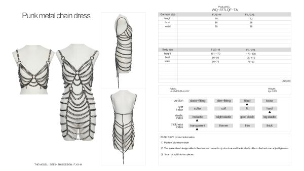 Punk Rave Tessa Gothic Festival Chain Dress With Detachable Bralette