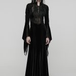Punk Rave Countess Gothic Lace Velvet Bell Sleeve Dress