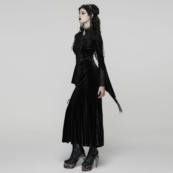 Punk Rave Countess Gothic Lace Velvet Bell Sleeve Dress