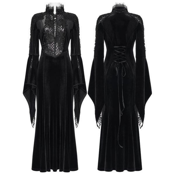Punk Rave Countess Gothic Lace Velvet Bell Sleeve Dress