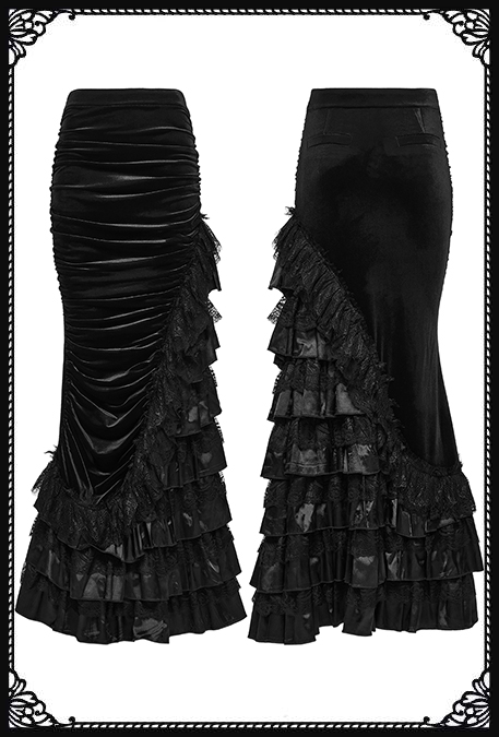 Punk Rave Inferno Cascade Gothic Flamenco Skirt