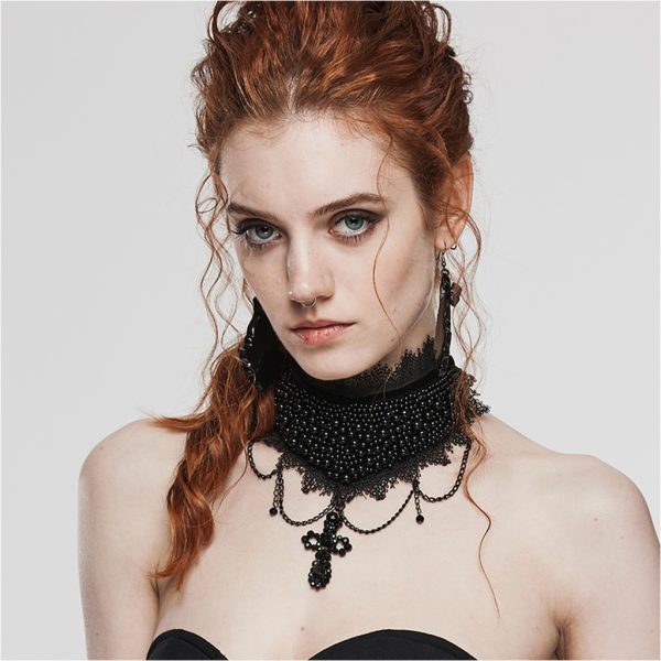 Punk Rave Night Fall Crossed Choker