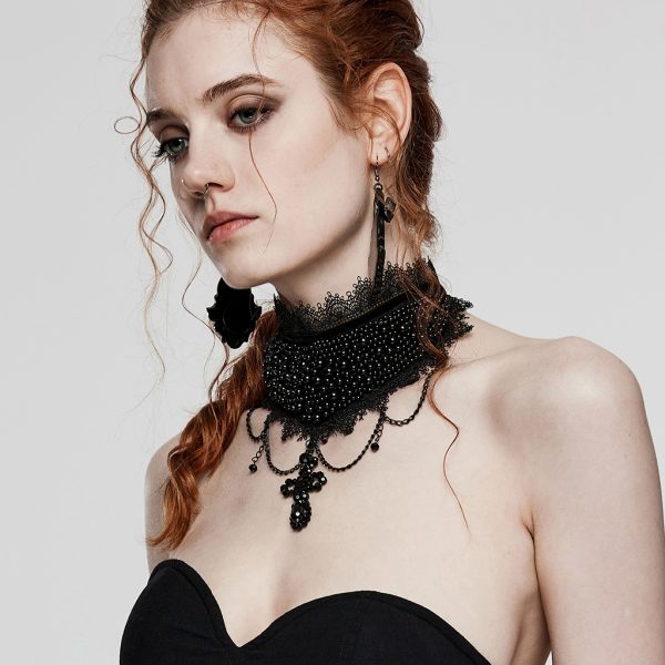 Punk Rave Night Fall Crossed Choker