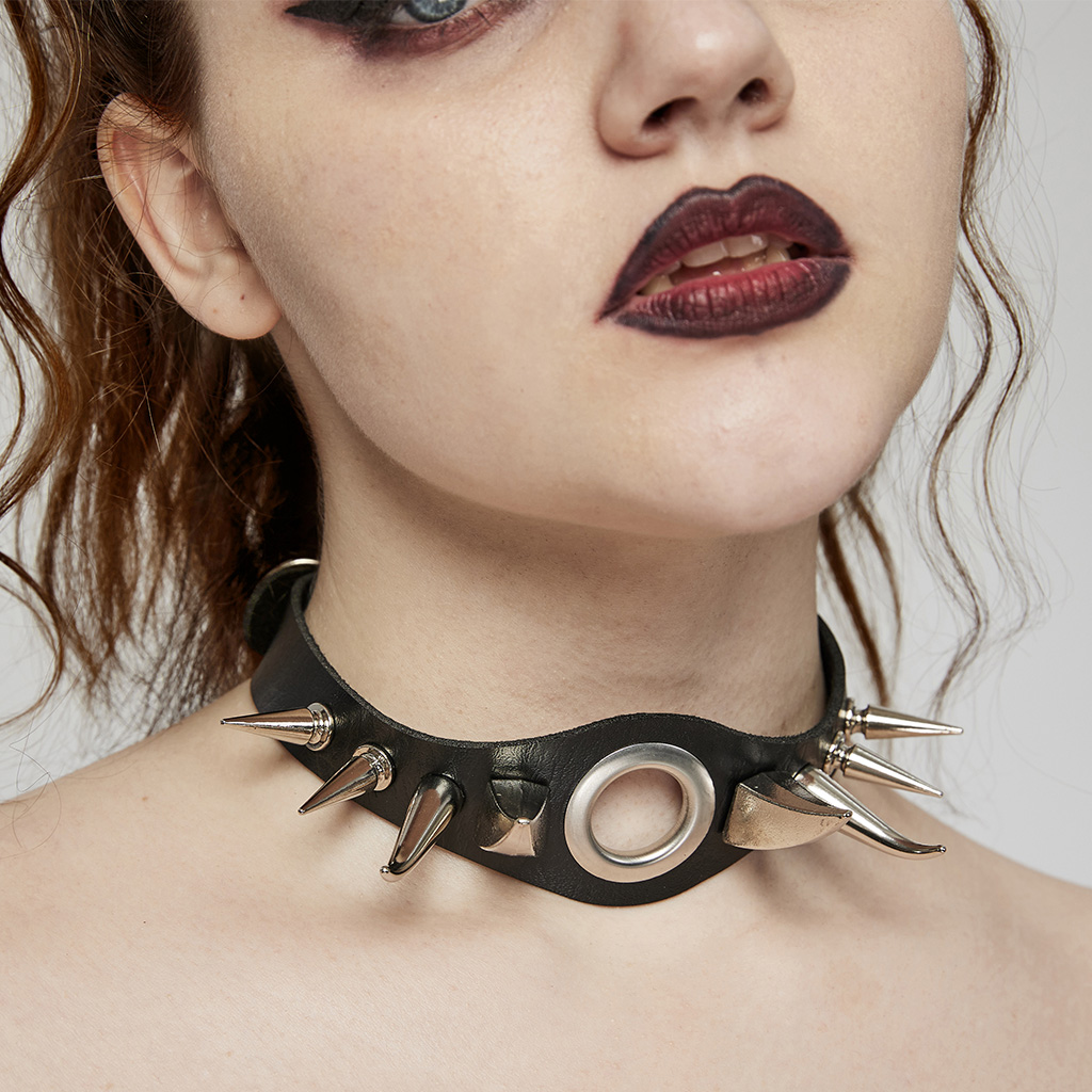 Punk Rave Time is Up Spiked Choker