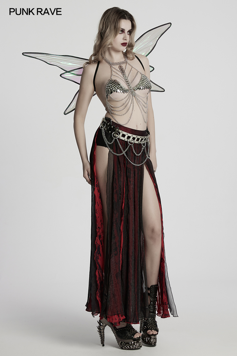 Punk Rave Drakaris Silver Chains Festival Bralette/Harness