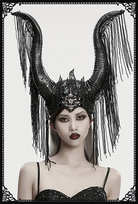 Punk Rave Gothic Maleficent Horns With Fringe