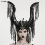 Punk Rave Gothic Maleficent Horns With Fringe
