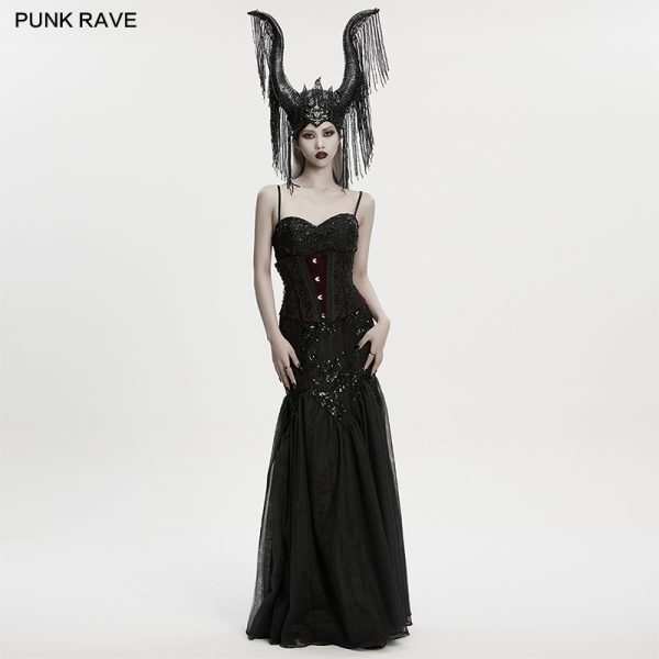 Punk Rave Gothic Maleficent Horns With Fringe