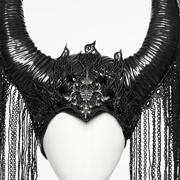 Punk Rave Gothic Maleficent Horns With Fringe