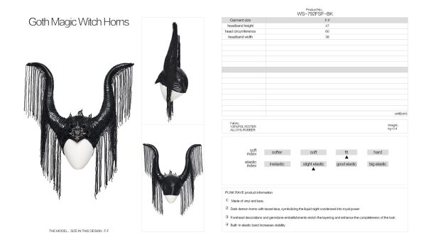 Punk Rave Gothic Maleficent Horns With Fringe