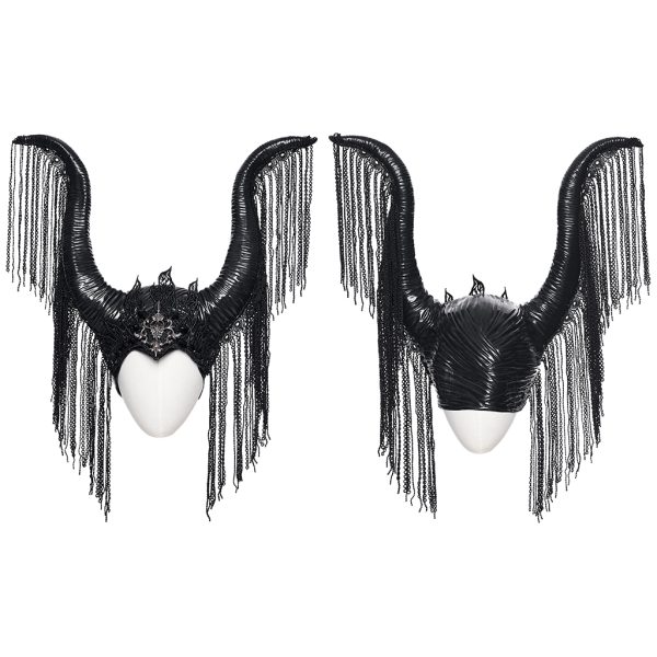 Punk Rave Gothic Maleficent Horns With Fringe