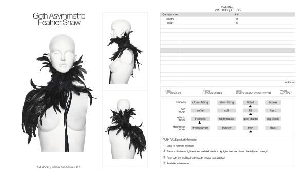 Punk Rave Brianna One Shoulder Feather Shrug