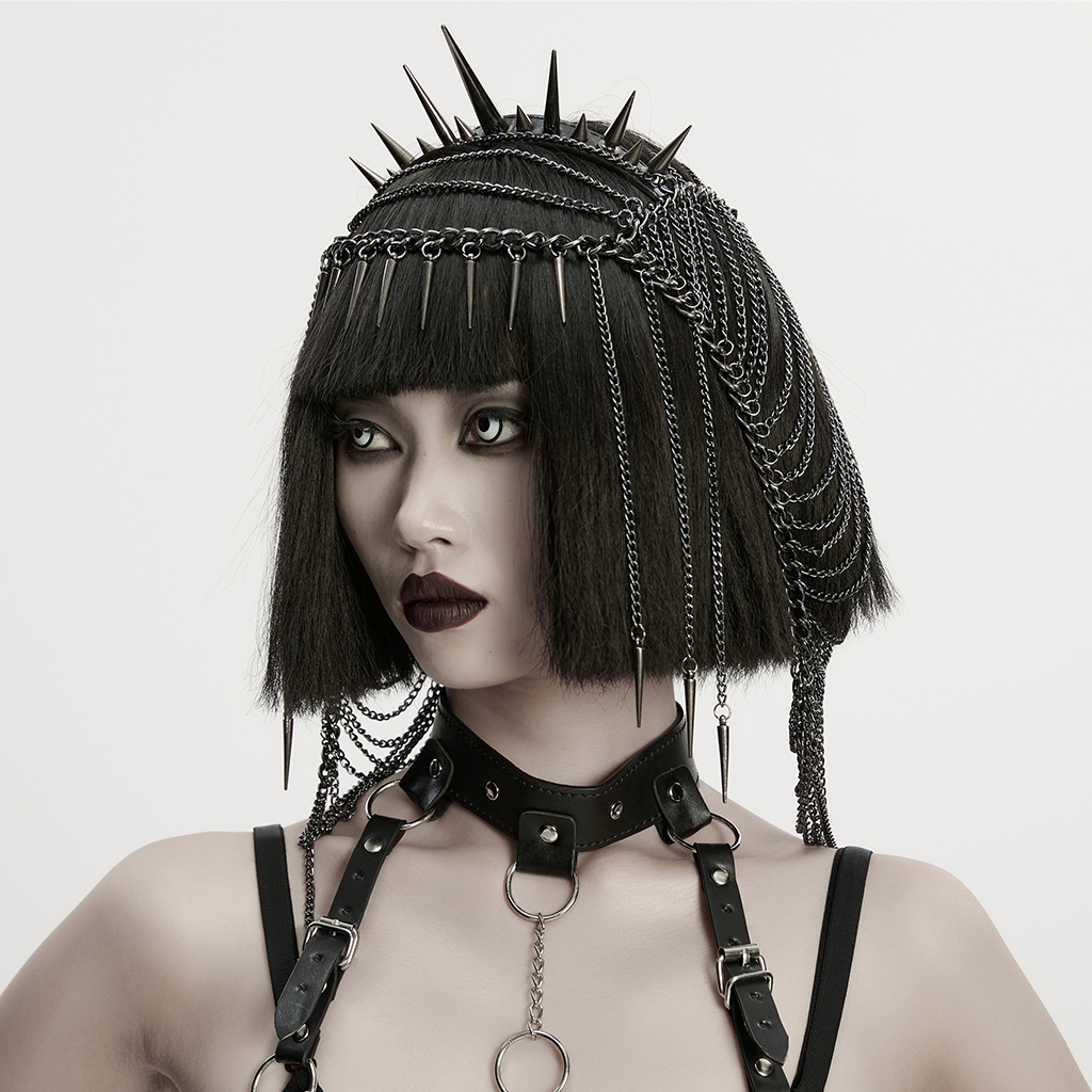 Punk Rave Goddess Of Chaos Spiked Chains Headpiece