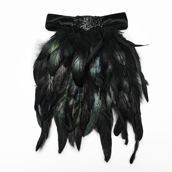 Punk Rave Raven Feather Jabot