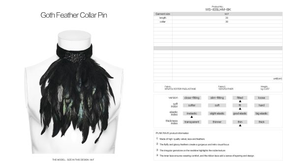 Punk Rave Raven Feather Jabot
