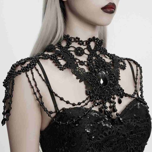 Punk Rave The Mourning Web With Beads & Stones Gothic Neck & Shoulder Piece
