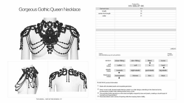 Punk Rave The Mourning Web With Beads & Stones Gothic Neck & Shoulder Piece