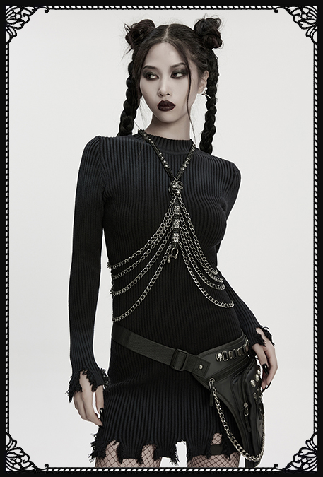 Punk Rave Entombed Skull Chain Gothic Harness