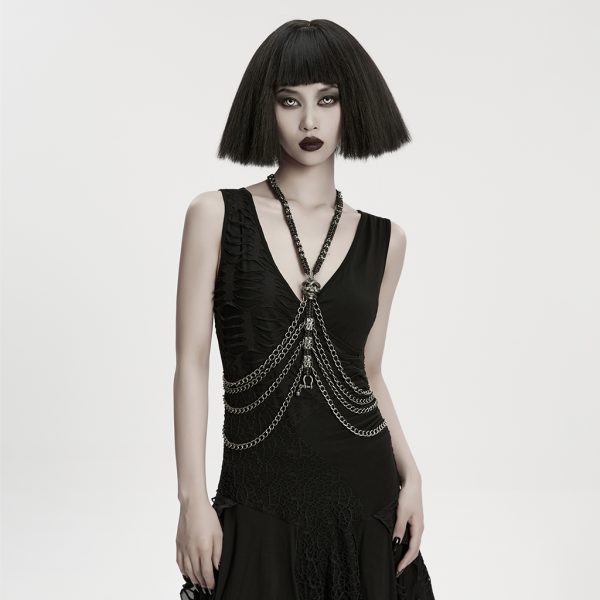 Punk Rave Entombed Skull Chain Gothic Harness