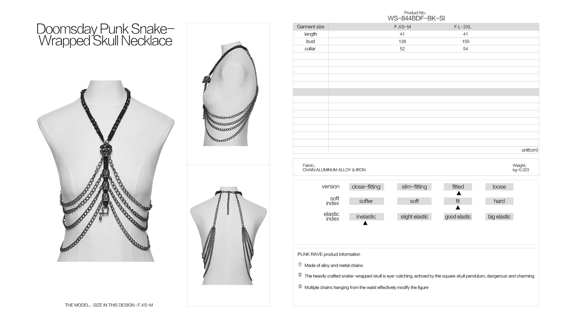 Punk Rave Entombed Skull Chain Gothic Harness