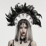 Punk Rave Raven Feather & Skulls Crown