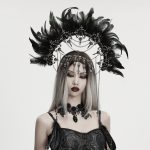 Punk Rave Raven Feather & Skulls Crown
