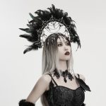 Punk Rave Raven Feather & Skulls Crown