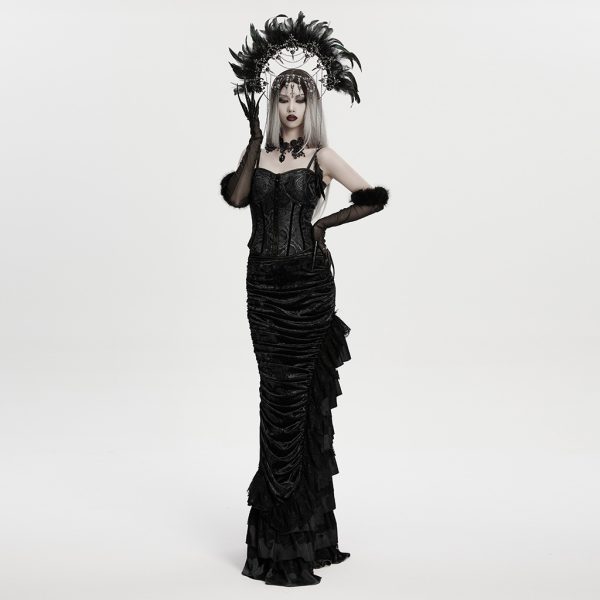 Punk Rave Raven Feather & Skulls Crown