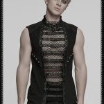 Punk Rave Lovesick Cut Out Strap Detail Fishnet Gothic Men Top