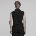 Punk Rave Lovesick Cut Out Strap Detail Fishnet Gothic Men Top