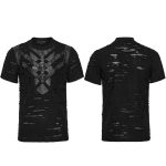 Punk Rave Deadzone Faux Leather Straps Distressed Gothic T-Shirt