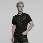 Punk Rave Deadzone Faux Leather Straps Distressed Gothic T-Shirt