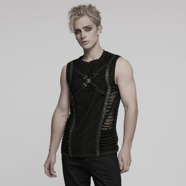 Punk Rave Xav Industrial Distressed Detail Tank Top