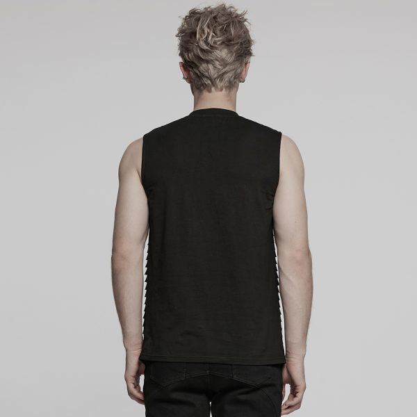 Punk Rave Xav Industrial Distressed Detail Tank Top