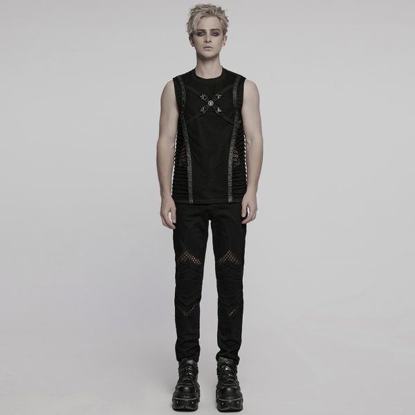 Punk Rave Xav Industrial Distressed Detail Tank Top