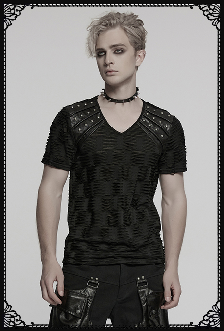 Punk Rave Stressed ‘n’ Distressed Gothic Men T-Shirt