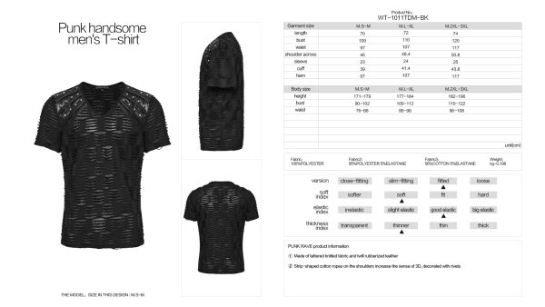 Punk Rave Stressed 'n' Distressed Gothic Men T-Shirt