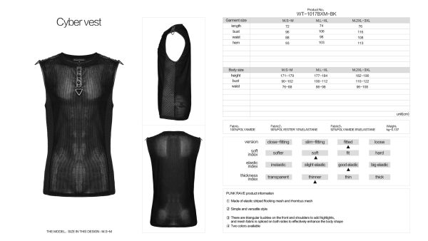 Punk Rave Billy Punk/Gothic Sheer Men Tank Top