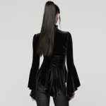 Punk Rave Amara Bell Sleeve High Neck Velvet Gothic Top