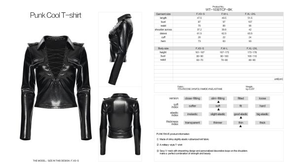 Punk Rave Obsidian Lace Up Faux Leather Gothic Top