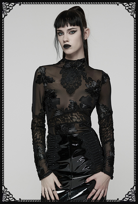 Punk Rave Faded Bloom Gothic Top