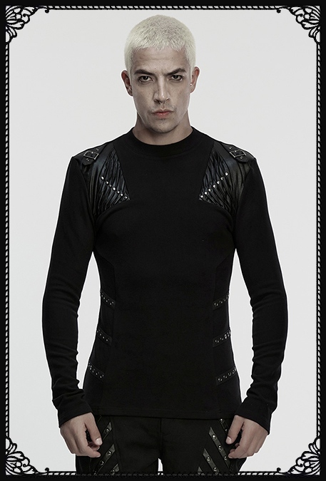 Punk Rave Jaxon PU Shoulder Detail Top