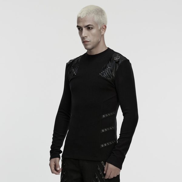 Punk Rave Jaxon PU Shoulder Detail Top